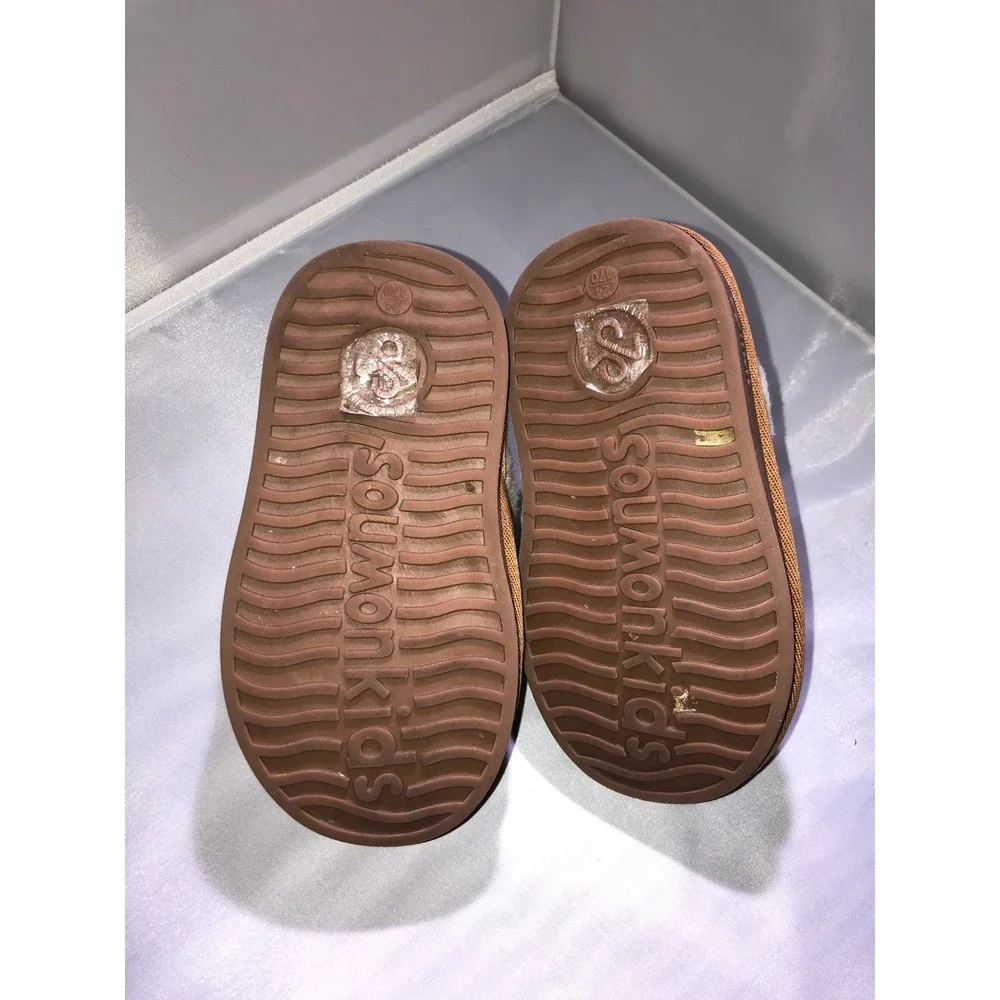 Soumonkids Toddler Suede Faux Fur Slippers Chestnut Brown EU 24 S0723965
